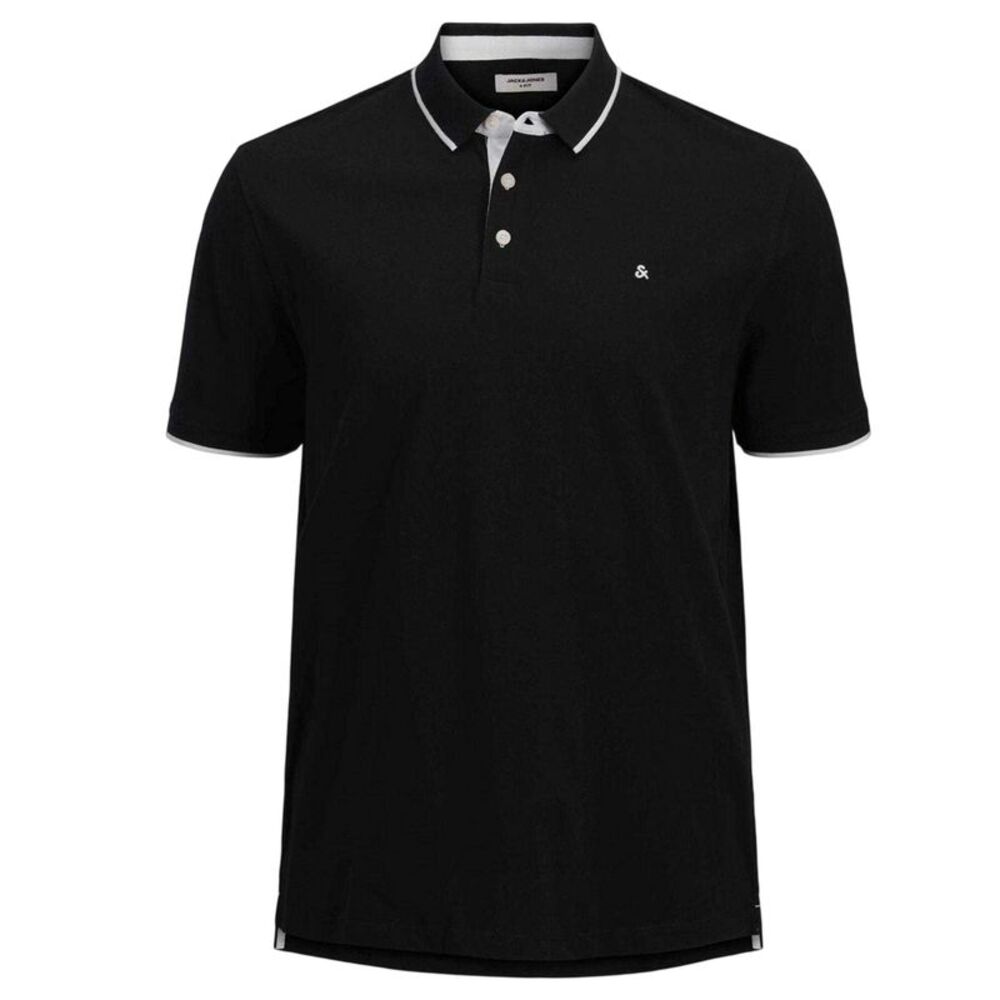 Jack And Jones Mens Paulos Natural Cotton Polo Shirt / Black